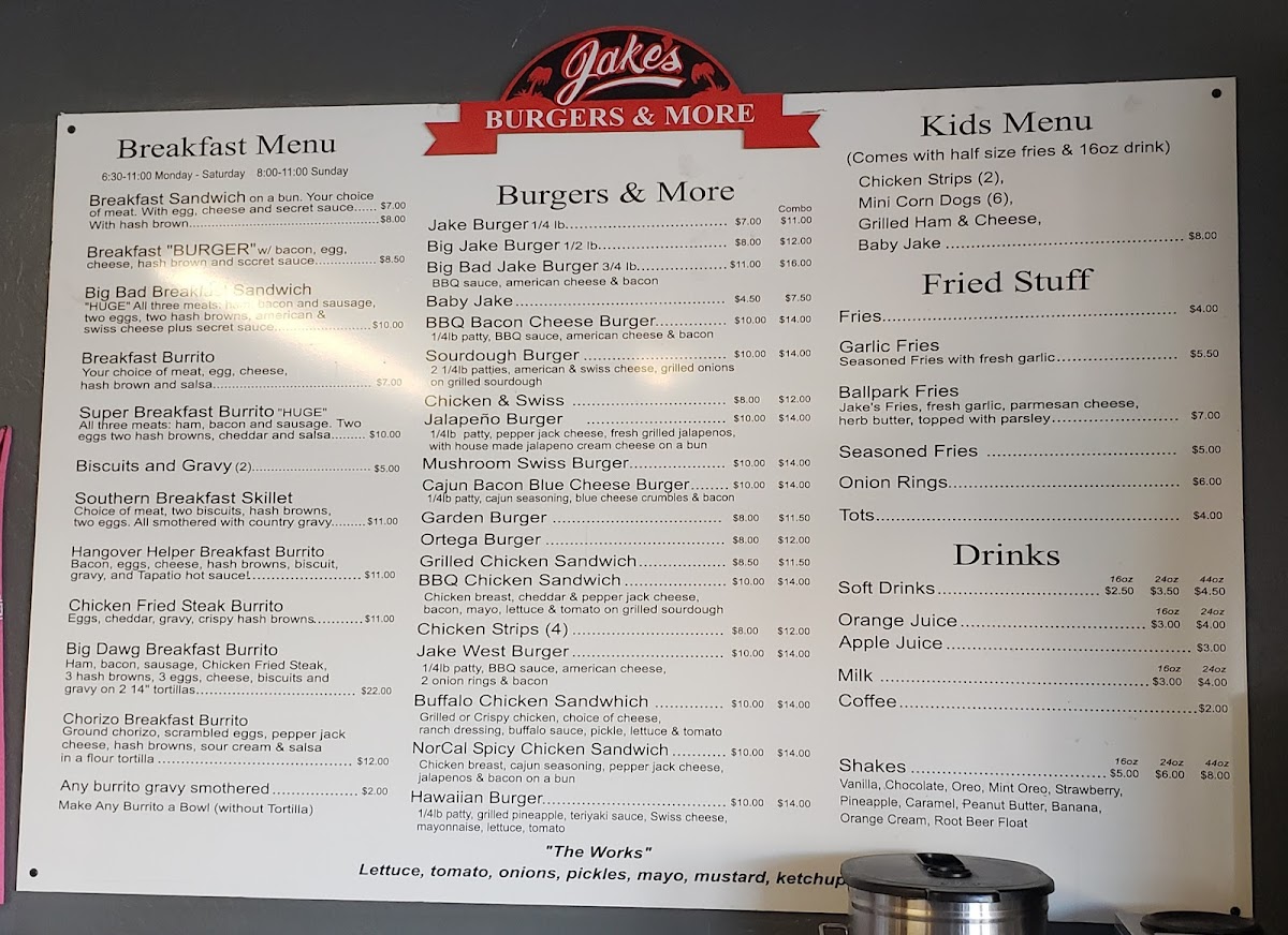 Jake's Burgers & More Menu - Image 5